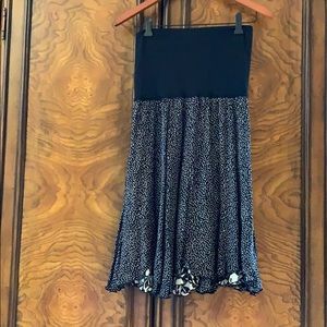 CAbi black bows/polka dots reversible skirt/top